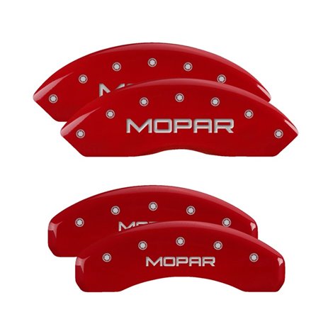 MGP 4 Caliper Covers Engraved Front & Rear Mopar Red Finish Silver Char 2019 Jeep Wrangler