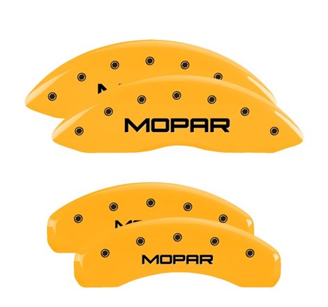 MGP 4 Caliper Covers Engraved Front & Rear Mopar Yellow Finish Black Char 2019 Ram 1500