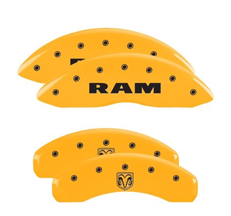 MGP 4 Caliper Covers Engraved Front Ram Rear Ramhead Yellow Finish Black Char 2019 Ram 1500