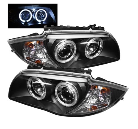 Spyder BMW E87 1-Series 08-11 Projector Headlights LED Halo Black High H1 Low H7 PRO-YD-BMWE87-HL-BK