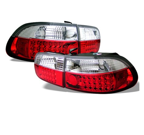 Spyder Honda Civic 92-95 2/4DR LED Tail Lights Red Clear ALT-YD-HC92-24D-LED-RC