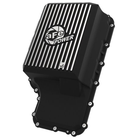 aFe 20-21 Ford Truck w/ 10R140 Transmission Pan Black POWER Street Series w/ Machined Fins