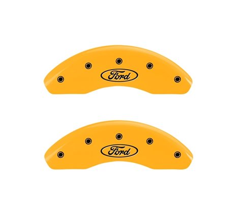 MGP Front set 2 Caliper Covers Engraved Front Oval logo/Ford Yellow finish black ch