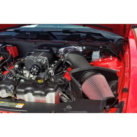 JLT 11-14 Ford Mustang GT (w/Roush/Whipple S/C) Black Textured Big Air Intake w/Red Filter -Tune Req