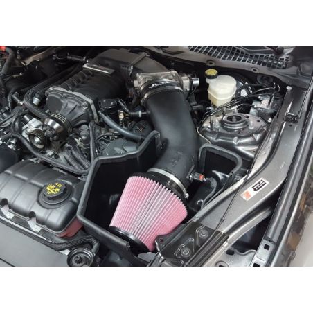JLT 15-17 Ford Mustang GT (w/Roush/VMP Supercharger) Blk Tex CAI Kit w/Red Filter - Tune Req