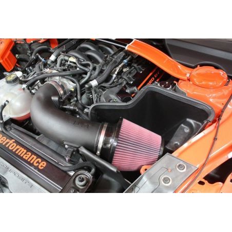 JLT 15-19 Ford Mustang GT350/GT350R Black Textured Cold Air Intake Kit w/Red Filter - Tune Req
