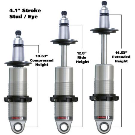 Ridetech HQ Series CoilOver Shock 4.1in Travel 2.5in Upper/Lower Bearing Mounts 10.5in/14.6in