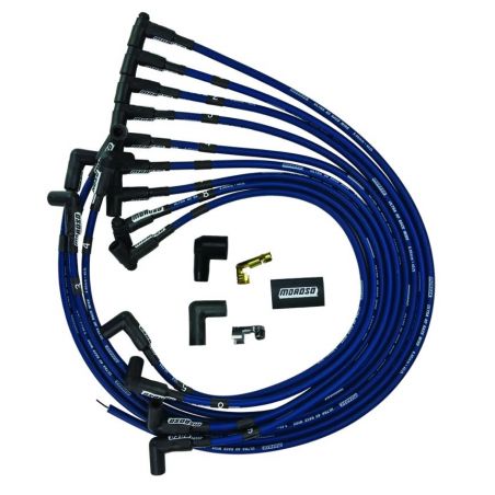 Moroso Chevrolet Small Block Ignition Wire Set - Ultra 40 - Unsleeved - HEI - Under Header - Blue