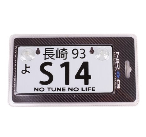 NRG Mini JDM Style Aluminum License Plate (Suction-Cup Fit/Universal) - S14