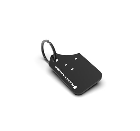 Rally Armor Mini UR Mud Flap Keychain - Black w/ White Logo