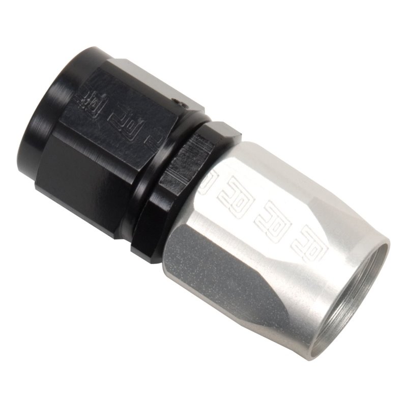 Russell Performance -12 AN Black/Silver Straight Full Flow Hose End