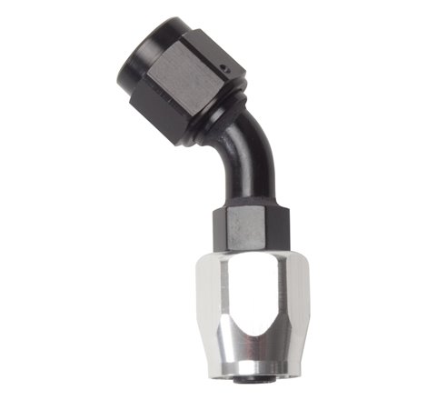 Russell Performance -8 AN Black/Silver 45 Degree Full Flow Hose End