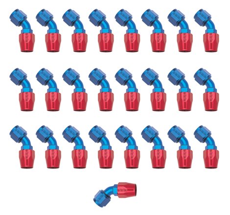 Russell Performance -8 AN Red/Blue 45 Degree Full Flow Hose End (25 pcs.)