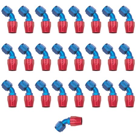 Russell Performance -10 AN Red/Blue 45 Degree Full Flow Hose End (25 pcs.)