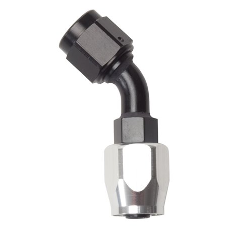 Russell Performance -12 AN Black/Silver 45 Degree Full Flow Hose End