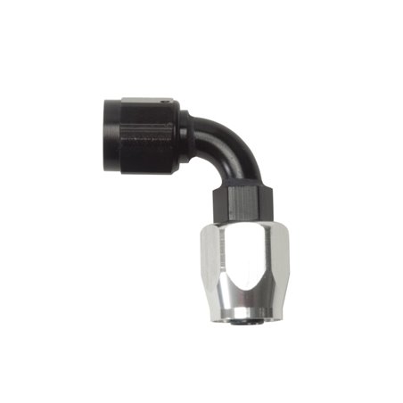 Russell Performance -4 AN Black/Silver 90 Degree Full Flow Hose End