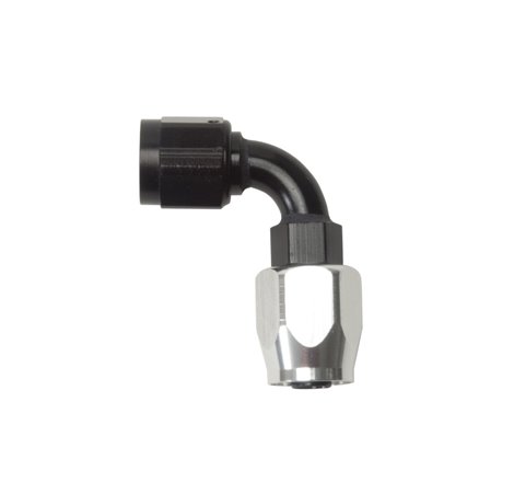 Russell Performance -8 AN Black/Silver 90 Degree Full Flow Hose End