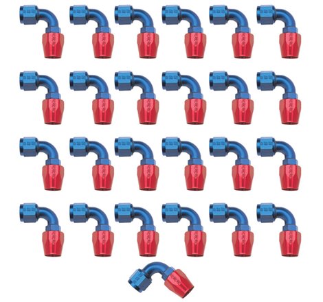Russell Performance -8 AN Red/Blue 90 Degree Full Flow Hose End (25 pcs.)
