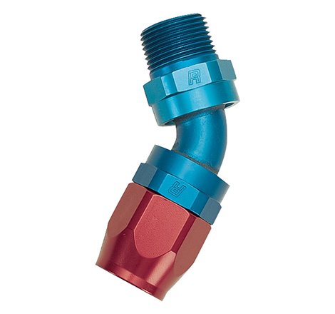 Russell Performance -6 AN Red/Blue 45 Degree Full Flow Swivel Pipe Thread Hose End (With 1/4in NPT)