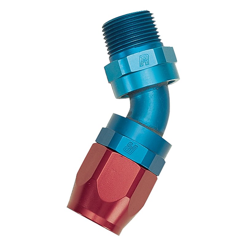 Russell Performance -6 AN Red/Blue 45 Degree Full Flow Swivel Pipe Thread Hose End (With 1/4in NPT)
