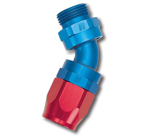 Russell Performance -10 AN Red/Blue 45 Deg Swivel Dry Sump Hose End (-12 Port 1-1/16in-12 Thread)