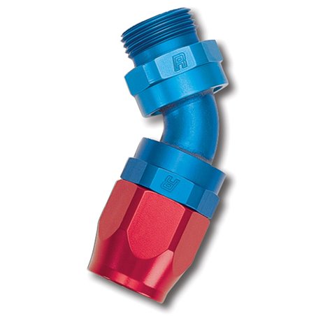Russell Performance -10 AN Red/Blue 45 Deg Swivel Dry Sump Hose End (-12 Port 1-1/16in-12 Thread)