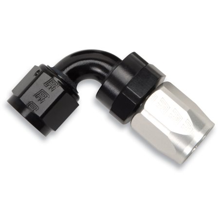 Russell Performance -12 AN Black/Silver 90 Degree Full Flow Swivel Hose End
