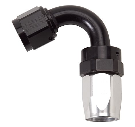 Russell Performance -6 AN Black/Silver 120 Degree Tight Radius Full Flow Swivel Hose End