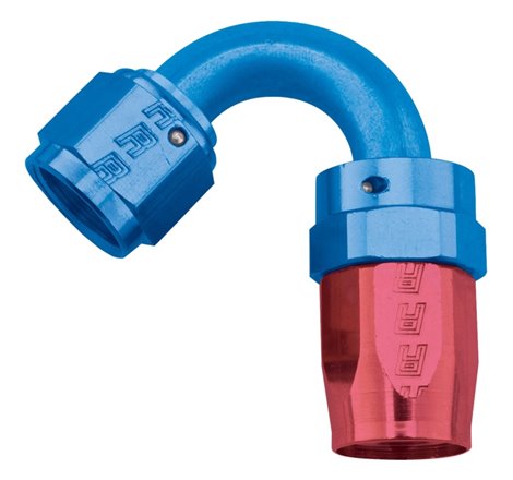 Russell Performance -8 AN Red/Blue 120 Degree Full Flow Swivel Hose End (With 3/4in Radius)