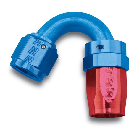 Russell Performance -8 AN Red/Blue 150 Degree Full Flow Swivel Hose End (With 3/4in Radius)