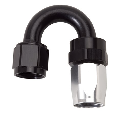 Russell Performance -8 AN Black/Silver 180 Degree Tight Radius Full Flow Swivel Hose End