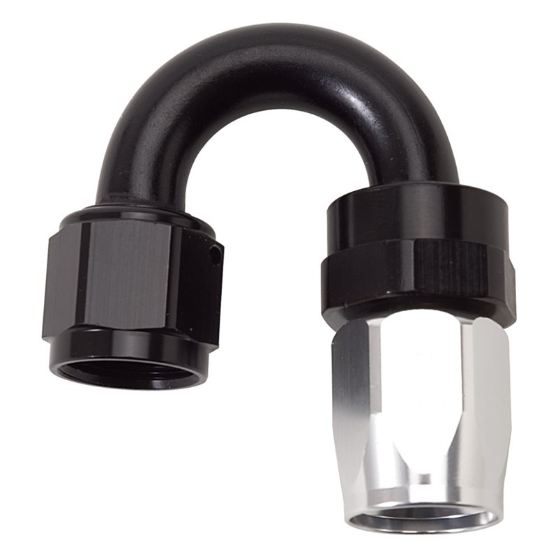 Russell Performance -12 AN Black/Silver 180 Degree Tight Radius Full Flow Swivel Hose End