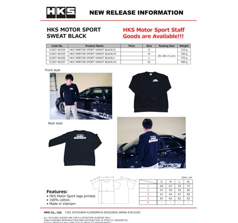 HKS MOTORSPORT SWEATSHIRT BLACK S