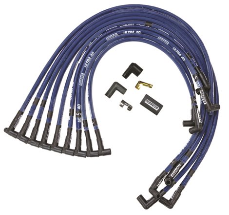Moroso Chevrolet Small Block Ignition Wire Set - Ultra 40 - Sleeved - HEI - 90 Degree - Blue
