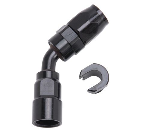 Russell Performance 3/8in SAE Quick Disc Female to -6 Hose Black 45 Degree Hose End