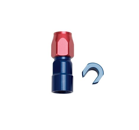 Russell Performance 5/16in SAE Quick Disc Female to -6 Hose Red/Blue Straight Degree Hose End