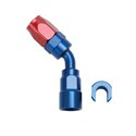 Russell Performance 5/16in SAE Quick Disc Female to -6 Hose Red/Blue 45 Degree Hose End
