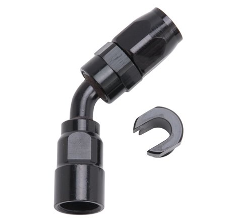 Russell Performance 5/16in SAE Quick Disc Female to -6 Hose Black 45 Degree Hose End