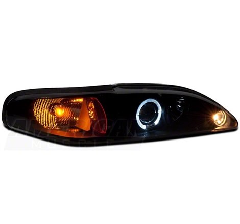 Raxiom 94-98 Ford Mustang LED Halo Projector Headlights- Black Housing (Smoked Lens)