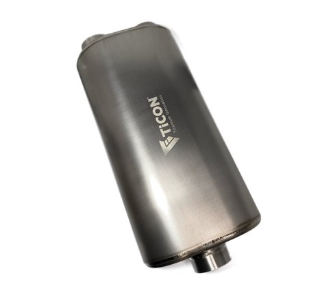 Ticon Industries 17in Overall Length 3in Oval Titanium Muffler - 3in Center In/2.5in Dual Outlet