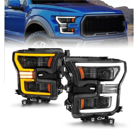 ANZO 15-17 Ford F-150 Black LED Projector Plank Style DRL w/Initiation Light Halogen Models
