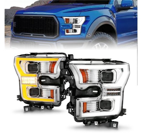 ANZO 15-17 Ford F-150 Chrome LED Projector Plank Style DRL w/Initiation Light Halogen Models