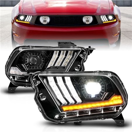 ANZO 10-14 Ford Mustang LED Projector Headlights w/Sequential Light Tube (NON HID Compatible)