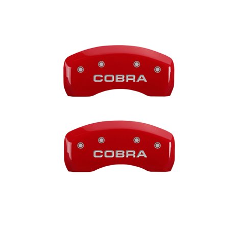 MGP 4 Caliper Covers Engraved Front & Rear Cobra Red finish silver ch