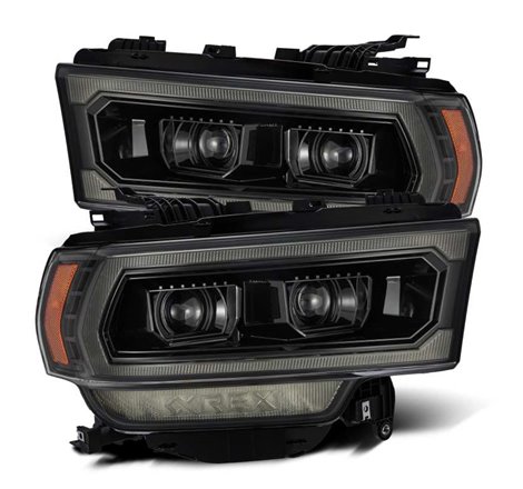 AlphaRex 19-21 Ram 2500 LUXX LED Proj Headlights Plank Style Alpha Blk w/Activ Light/Seq Signal/DRL
