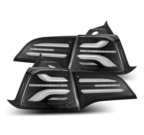 AlphaRex 20-22 Tesla Model Y PRO-Series LED Tail Lights Jet Black w/Seq Sig