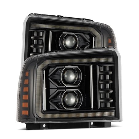 AlphaRex 05-07 Ford Super Duty/Excursion LUXX-Series LED Projector Headlights - Alpha-Black