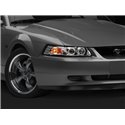 Raxiom 99-04 Ford Mustang Dual LED Halo Projector Headlights- Chrome Housing (Clear Lens)
