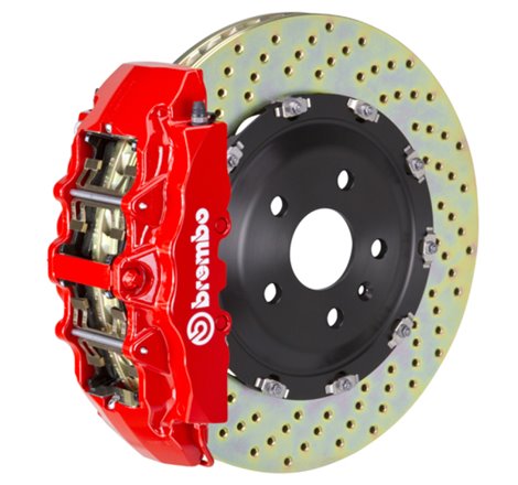 Brembo 11-23 Charger w/V8 Exc AWD/SRT8 Fr GT BBK 6Pis Cast 380x34 2pc Rotor Drilled-Red