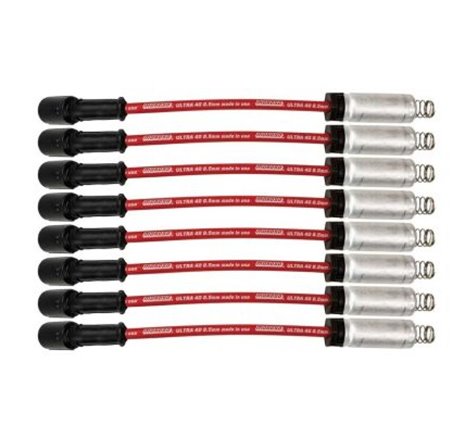 Moroso GM LS/LT 8.5mm Ultra 40 11in Long Wire Set w/Alum Heatshield - Red